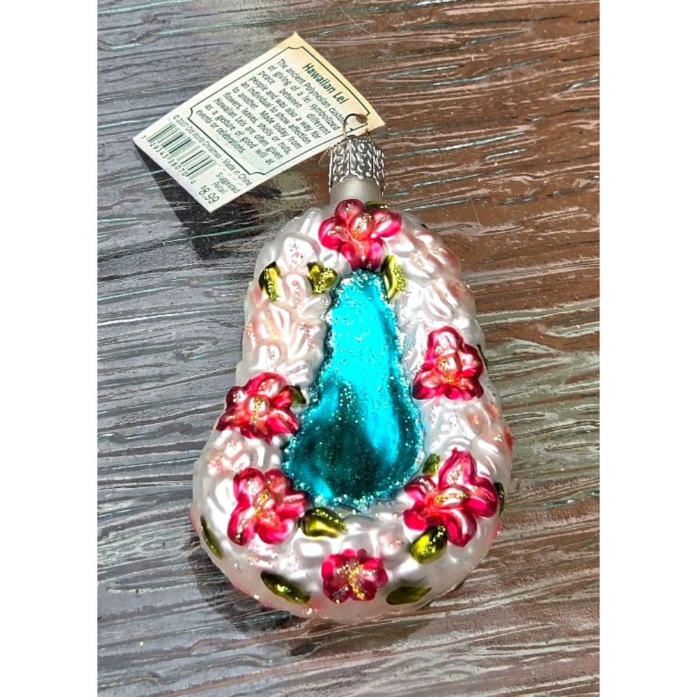 Old World Christmas Hawaiian Lei Blown Glass Ornament 2007 Retired 36070 NWT